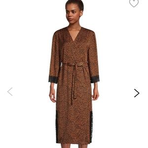 40 Winks Satin Leopard-Print Wrap Robe